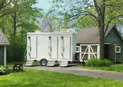 Elevate your special event parties with the Sapphire Star 3-Station Restroom Trailer. #Where'sArnold