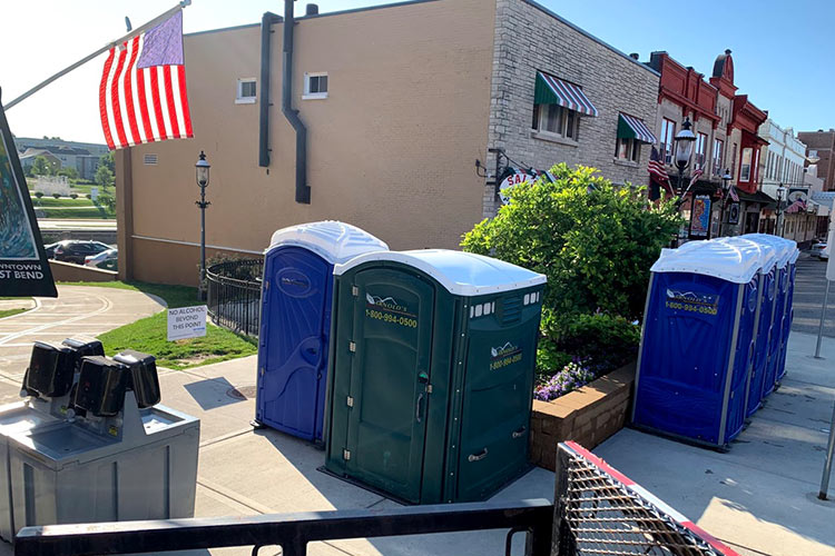 The Weekender and Special Needs/Extra Large portable restrooms and a 2-Sided Hand Wash Station were set up for an event in West Bend, Wisconsin.