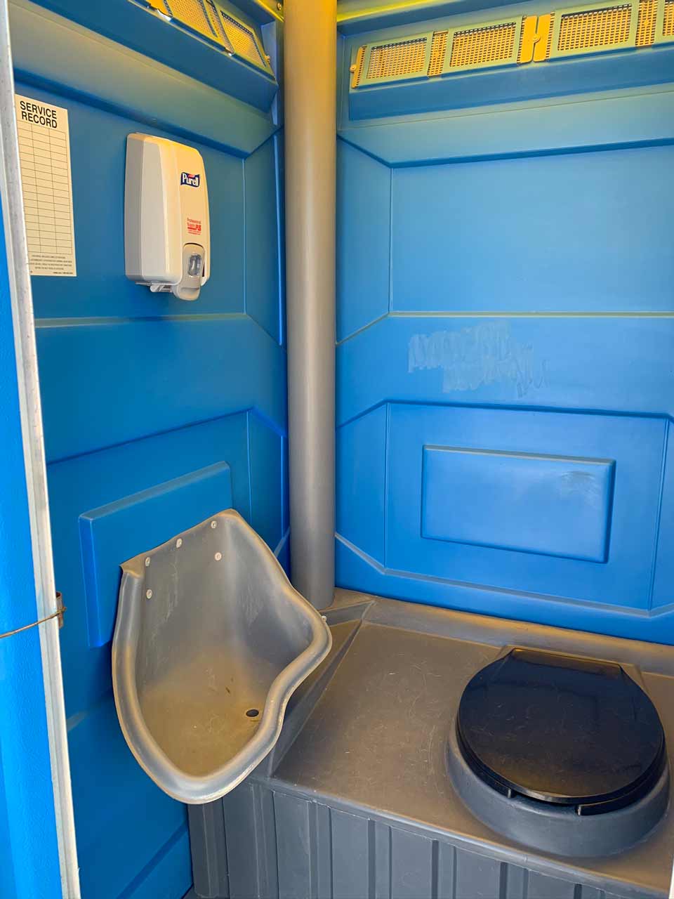 The inside of our Basic Portable Restroom.