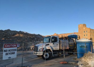 Our Arnold's Environmental team member is seen cleaning a Basic Portable Restroom at a construction job site. #Where'sArnold