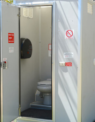 The inside of our Crystal Concept Flushable Portable Restroom.