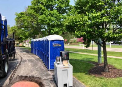 A forehead selfie in front of our Weekender and Special Needs Portable Restrooms and 2-Sided Hand Wash Stations. #ForeheadSelfie