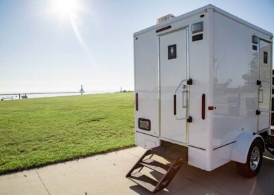 Elevate your outdoor event with the Port-A-Lisa 2-Station Restroom Trailer. #Where'sArnold