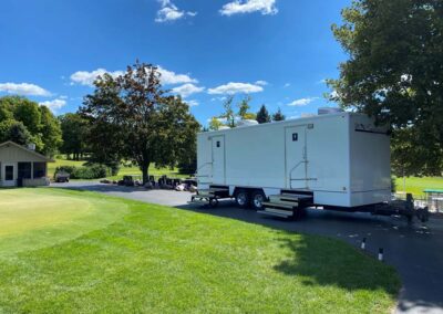 Elevate your special event with the Ruby Luxury 7-Station Restroom Trailer. #Where'sArnold